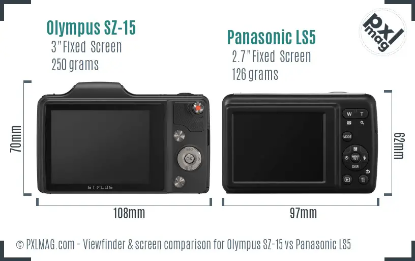 Olympus SZ-15 vs Panasonic LS5 Screen and Viewfinder comparison