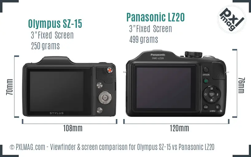 Olympus SZ-15 vs Panasonic LZ20 Screen and Viewfinder comparison Olympus SZ-15 vs Panasonic LZ20 Screen and Viewfinder comparison