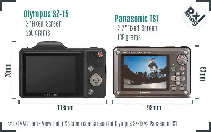 Olympus SZ-15 vs Panasonic TS1 Screen and Viewfinder comparison