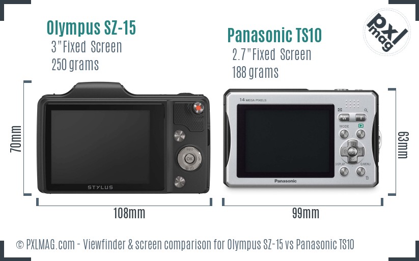 Olympus SZ-15 vs Panasonic TS10 Screen and Viewfinder comparison