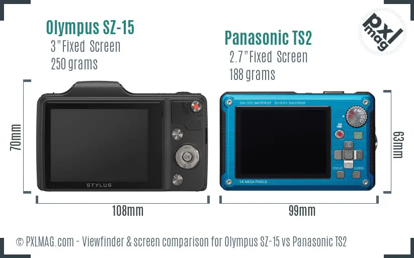 Olympus SZ-15 vs Panasonic TS2 Screen and Viewfinder comparison