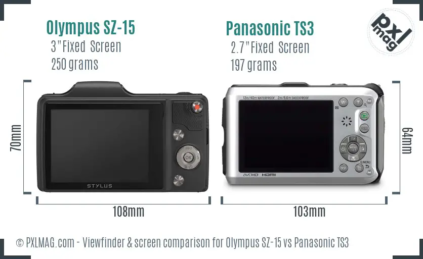 Olympus SZ-15 vs Panasonic TS3 Screen and Viewfinder comparison Olympus SZ-15 vs Panasonic TS3 Screen and Viewfinder comparison