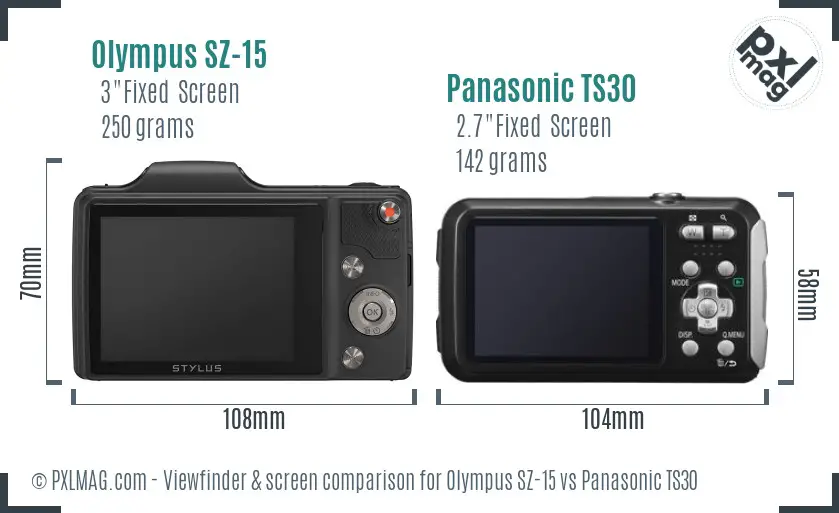 Olympus SZ-15 vs Panasonic TS30 Screen and Viewfinder comparison