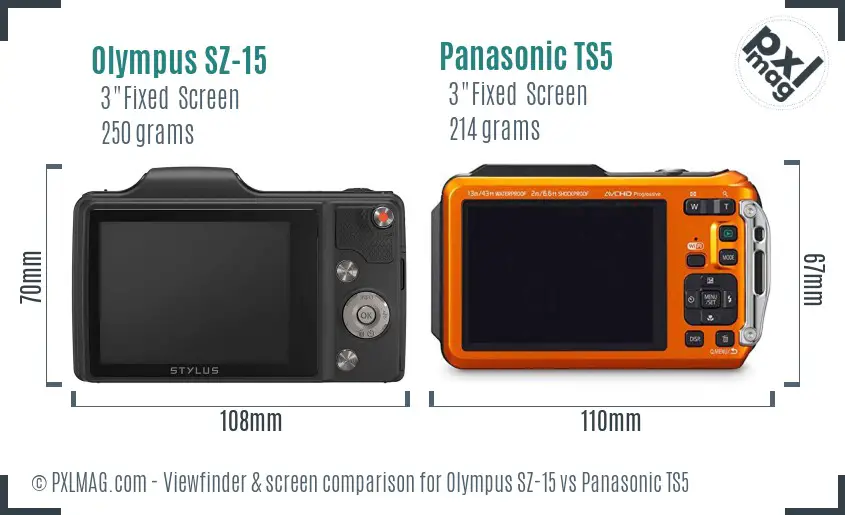Olympus SZ-15 vs Panasonic TS5 Screen and Viewfinder comparison