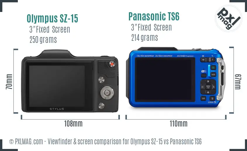 Olympus SZ-15 vs Panasonic TS6 Screen and Viewfinder comparison
