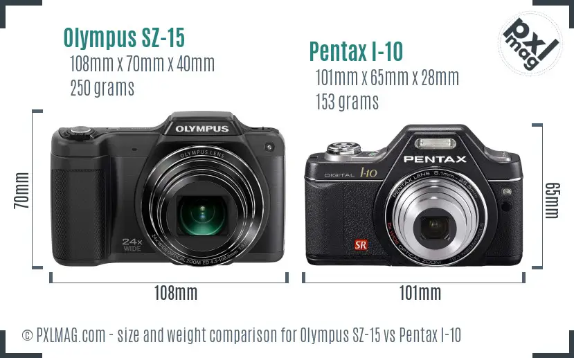 Olympus SZ-15 vs Pentax I-10 size comparison