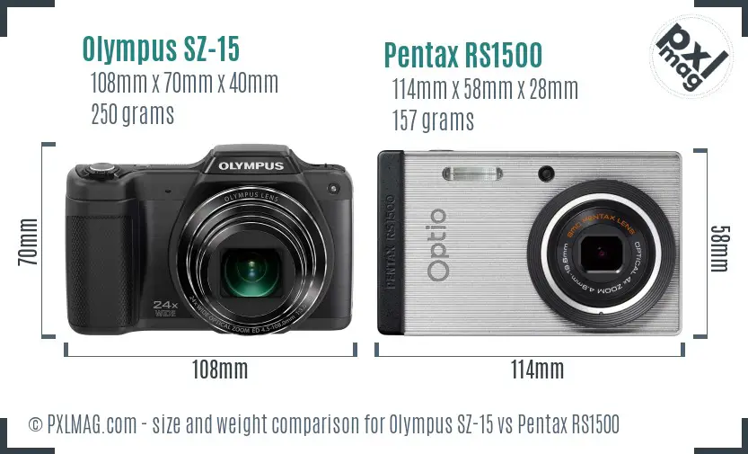 Olympus SZ-15 vs Pentax RS1500 size comparison