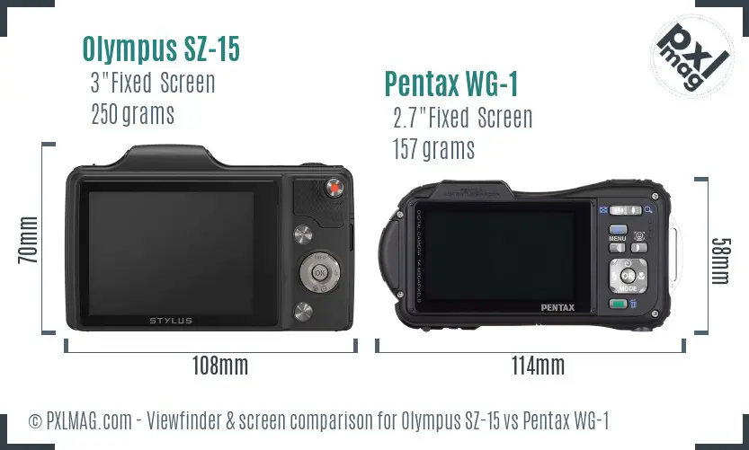 Olympus SZ-15 vs Pentax WG-1 Screen and Viewfinder comparison