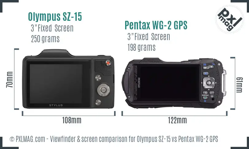 Olympus SZ-15 vs Pentax WG-2 GPS Screen and Viewfinder comparison