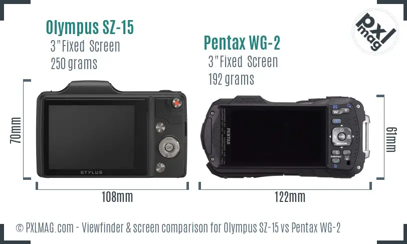 Olympus SZ-15 vs Pentax WG-2 Screen and Viewfinder comparison