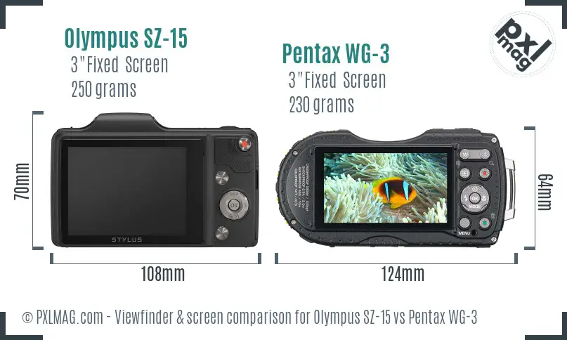Olympus SZ-15 vs Pentax WG-3 Screen and Viewfinder comparison Olympus SZ-15 vs Pentax WG-3 Screen and Viewfinder comparison