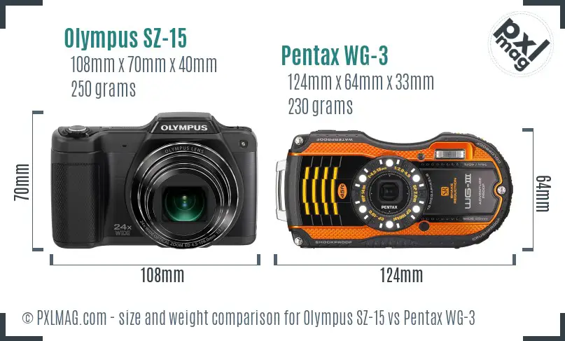 Olympus SZ-15 vs Pentax WG-3 size comparison Olympus SZ-15 vs Pentax WG-3 size comparison