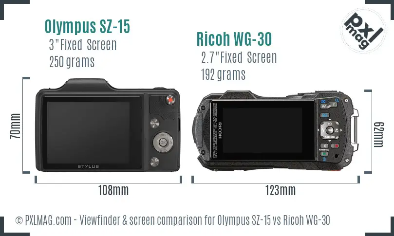 Olympus SZ-15 vs Ricoh WG-30 Screen and Viewfinder comparison Olympus SZ-15 vs Ricoh WG-30 Screen and Viewfinder comparison