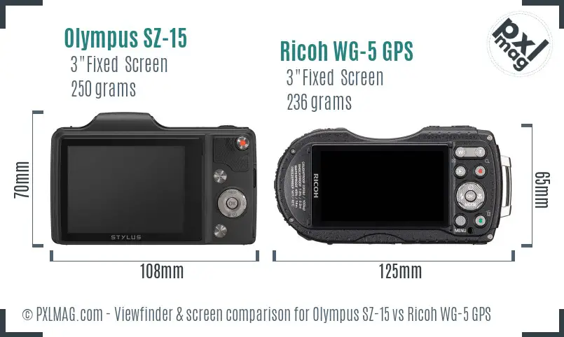 Olympus SZ-15 vs Ricoh WG-5 GPS Screen and Viewfinder comparison Olympus SZ-15 vs Ricoh WG-5 GPS Screen and Viewfinder comparison