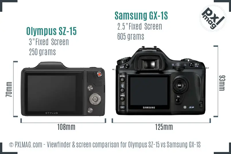 Olympus SZ-15 vs Samsung GX-1S Screen and Viewfinder comparison