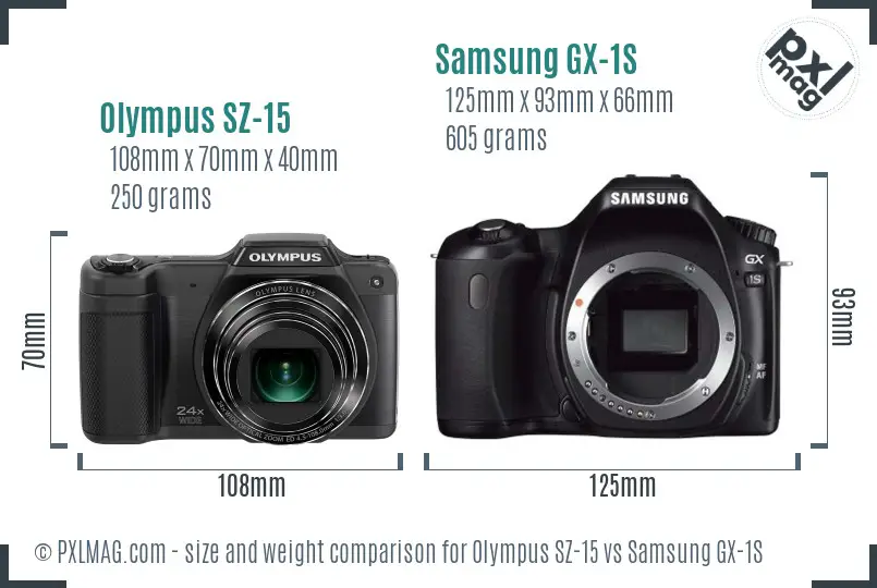 Olympus SZ-15 vs Samsung GX-1S size comparison
