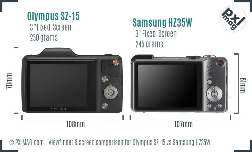 Olympus SZ-15 vs Samsung HZ35W Screen and Viewfinder comparison Olympus SZ-15 vs Samsung HZ35W Screen and Viewfinder comparison