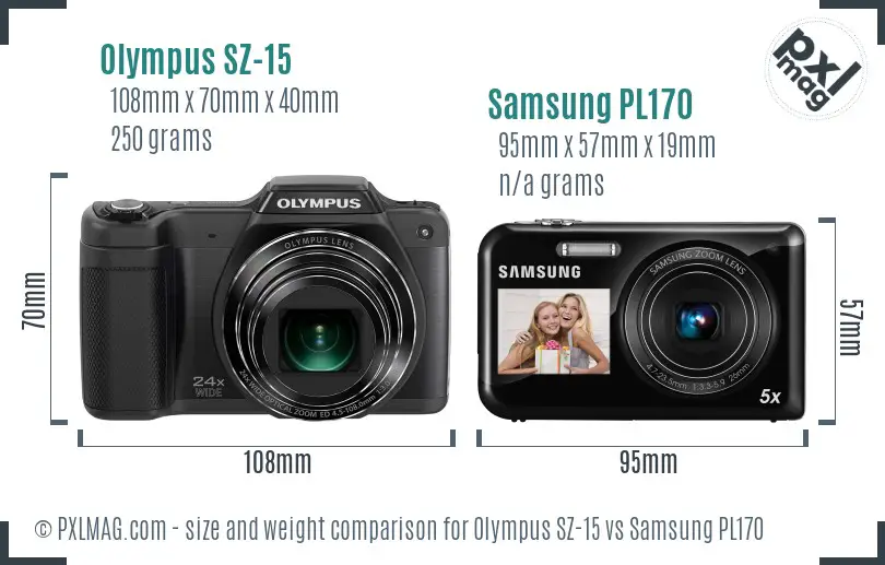 Olympus SZ-15 vs Samsung PL170 size comparison Olympus SZ-15 vs Samsung PL170 size comparison