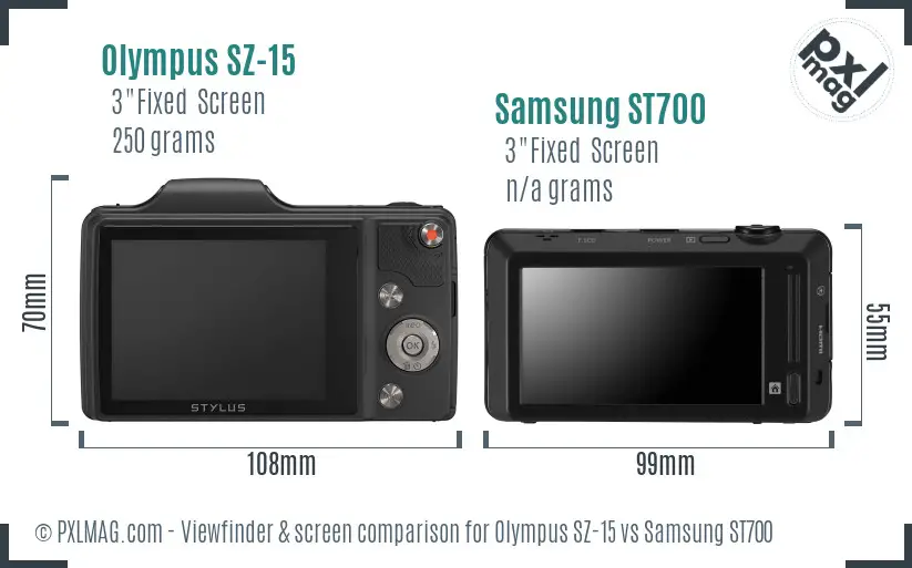 Olympus SZ-15 vs Samsung ST700 Screen and Viewfinder comparison Olympus SZ-15 vs Samsung ST700 Screen and Viewfinder comparison
