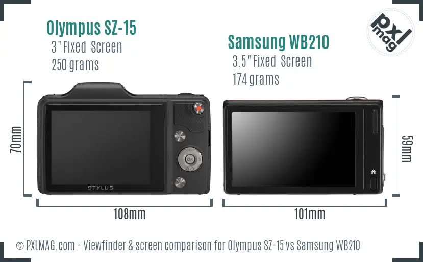 Olympus SZ-15 vs Samsung WB210 Screen and Viewfinder comparison Olympus SZ-15 vs Samsung WB210 Screen and Viewfinder comparison