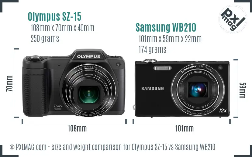 Olympus SZ-15 vs Samsung WB210 size comparison Olympus SZ-15 vs Samsung WB210 size comparison