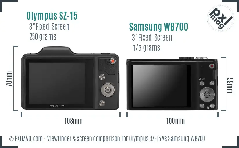 Olympus SZ-15 vs Samsung WB700 Screen and Viewfinder comparison