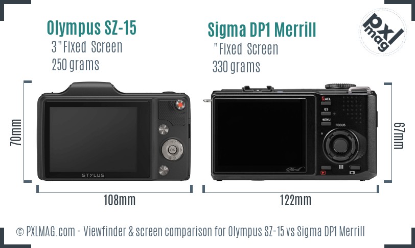 Olympus SZ-15 vs Sigma DP1 Merrill Screen and Viewfinder comparison