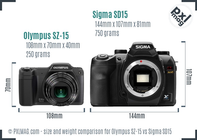 Olympus SZ-15 vs Sigma SD15 size comparison