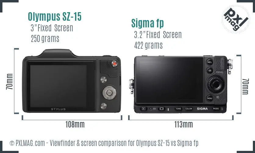 Olympus SZ-15 vs Sigma fp Screen and Viewfinder comparison Olympus SZ-15 vs Sigma fp Screen and Viewfinder comparison