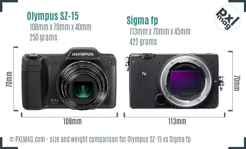 Olympus SZ-15 vs Sigma fp size comparison Olympus SZ-15 vs Sigma fp size comparison