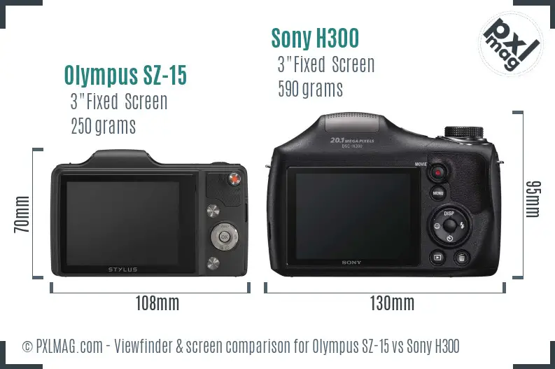 Olympus SZ-15 vs Sony H300 Screen and Viewfinder comparison