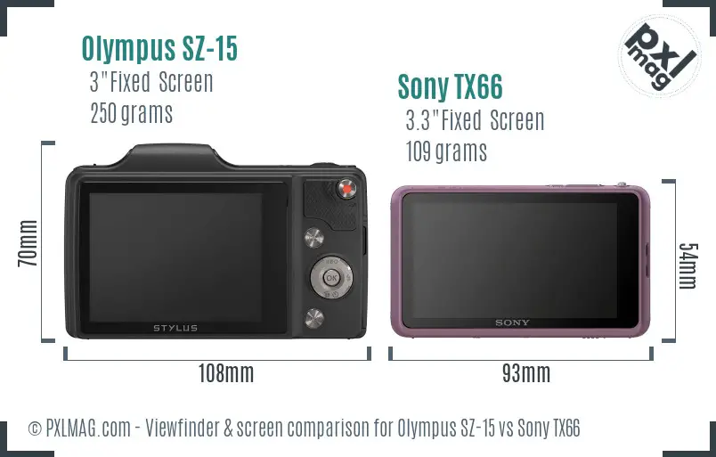 Olympus SZ-15 vs Sony TX66 Screen and Viewfinder comparison Olympus SZ-15 vs Sony TX66 Screen and Viewfinder comparison