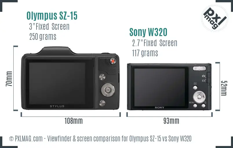 Olympus SZ-15 vs Sony W320 Screen and Viewfinder comparison Olympus SZ-15 vs Sony W320 Screen and Viewfinder comparison