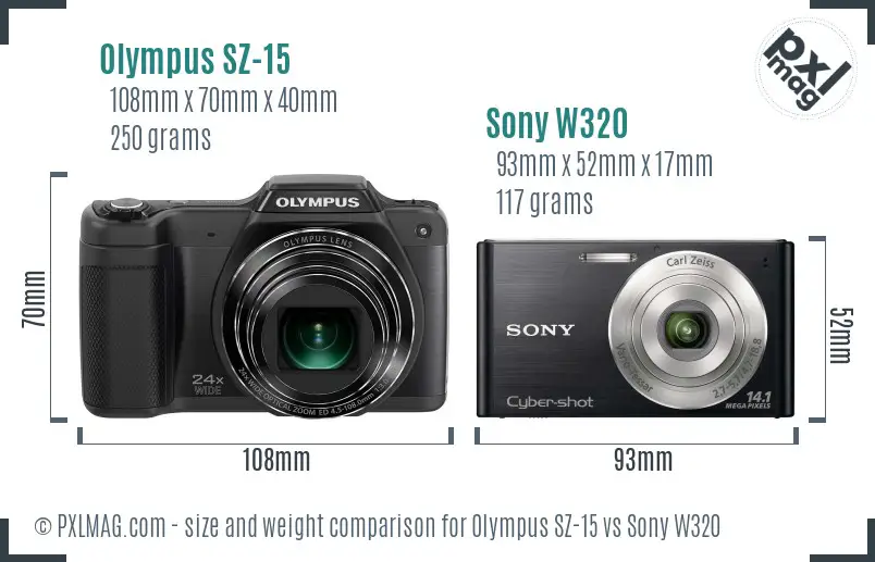Olympus SZ-15 vs Sony W320 size comparison Olympus SZ-15 vs Sony W320 size comparison