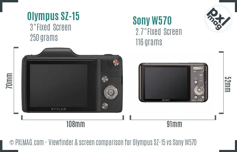 Olympus SZ-15 vs Sony W570 Screen and Viewfinder comparison