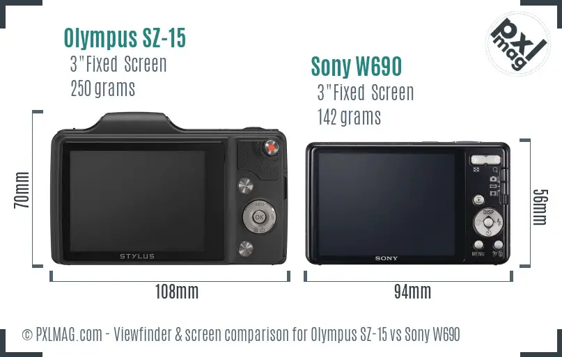 Olympus SZ-15 vs Sony W690 Screen and Viewfinder comparison