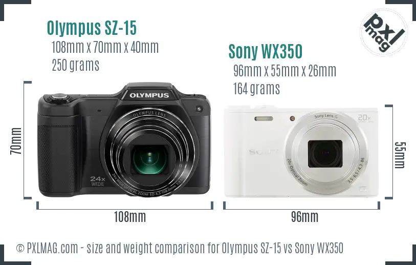 Olympus SZ-15 vs Sony WX350 size comparison