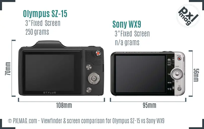 Olympus SZ-15 vs Sony WX9 Screen and Viewfinder comparison