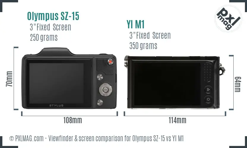 Olympus SZ-15 vs YI M1 Screen and Viewfinder comparison