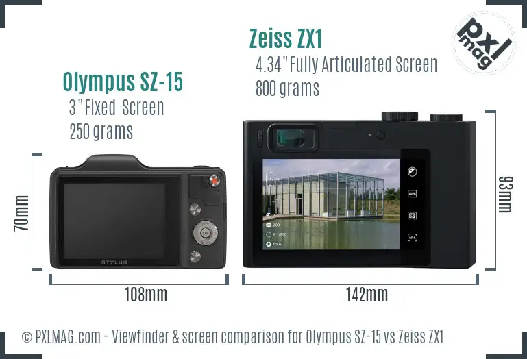 Olympus SZ-15 vs Zeiss ZX1 Screen and Viewfinder comparison Olympus SZ-15 vs Zeiss ZX1 Screen and Viewfinder comparison
