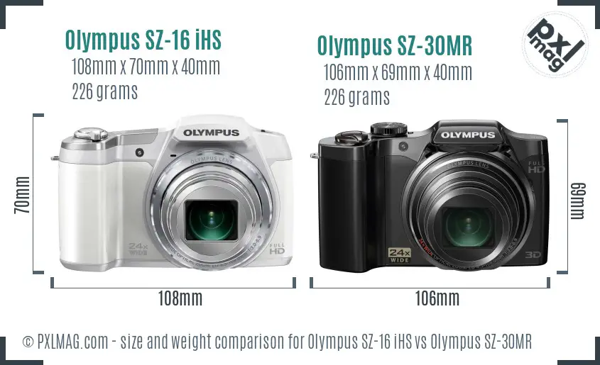 Olympus SZ-16 iHS vs Olympus SZ-30MR size comparison