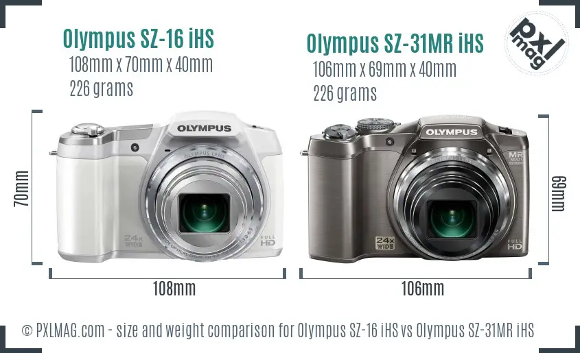 Olympus SZ-16 iHS vs Olympus SZ-31MR iHS size comparison