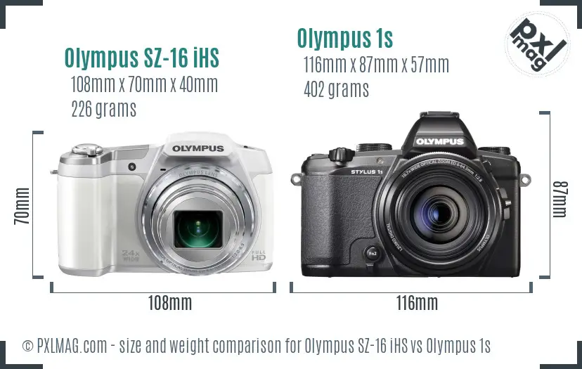 Olympus SZ-16 iHS vs Olympus 1s size comparison