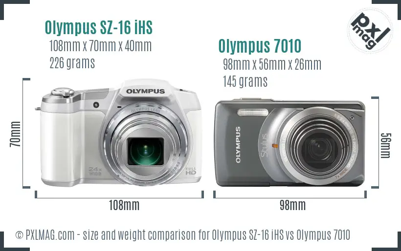 Olympus SZ-16 iHS vs Olympus 7010 size comparison
