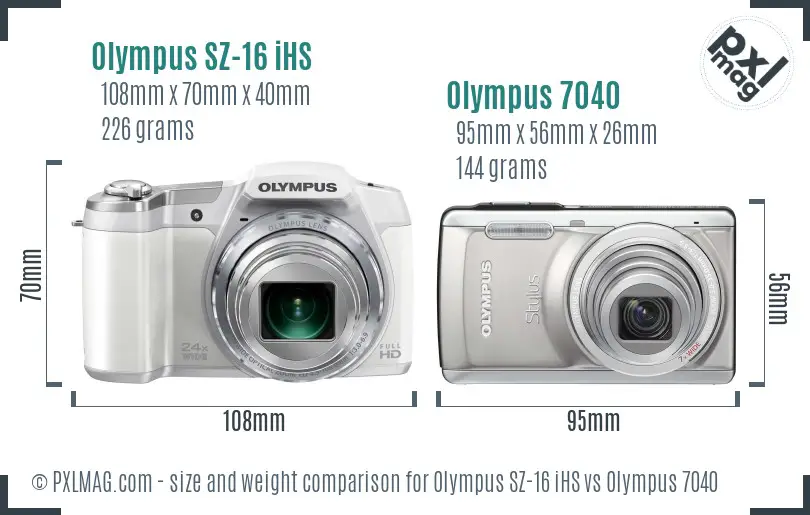 Olympus SZ-16 iHS vs Olympus 7040 size comparison