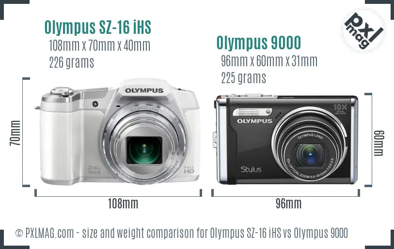 Olympus SZ-16 iHS vs Olympus 9000 size comparison