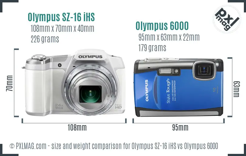 Olympus SZ-16 iHS vs Olympus 6000 size comparison