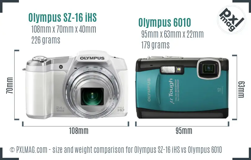 Olympus SZ-16 iHS vs Olympus 6010 size comparison