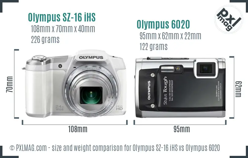 Olympus SZ-16 iHS vs Olympus 6020 size comparison