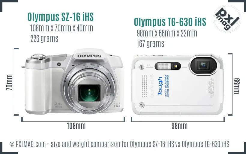 Olympus SZ-16 iHS vs Olympus TG-630 iHS size comparison